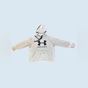 Under Armour Hoodie Men’s XL Gray Large Logo Pullover Athletic Sweatshirt.